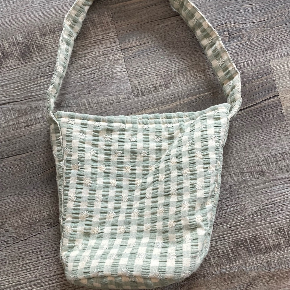 Sezane Mint Green and Cream Shoulder Bag